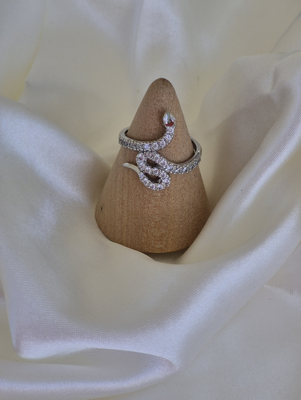 Pavé Snake Ring in Sterling Silver with Clear Stones CZS.  MARKED 925 NVC